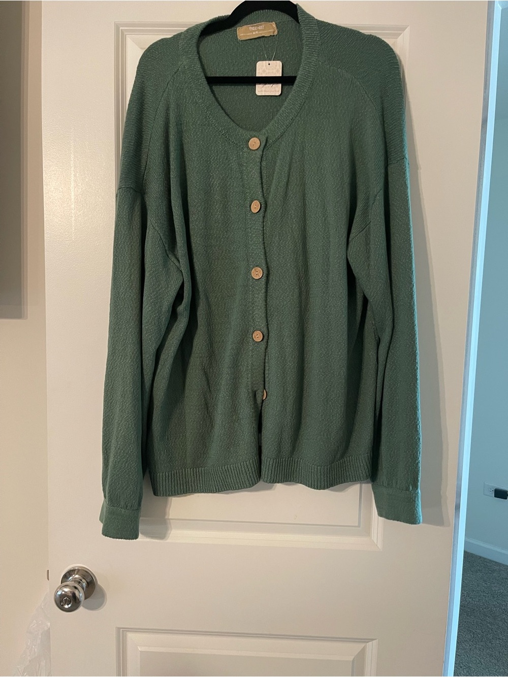 Free People Sage Green Button Cardigan